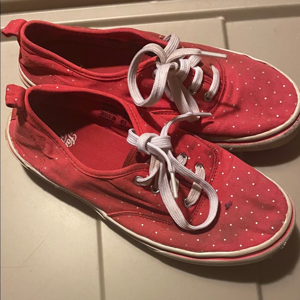 Faded Glory Red and White Polka Dot Sneakers